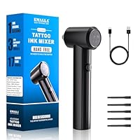 EMALLA Wiederaufladbarer Tattoo-Farbmischer mit 3 einstellbaren Geschwindigkeiten Professioneller Tattoo-Pigment-Mixer mit 100 Rührstäbchen (Schwarz)