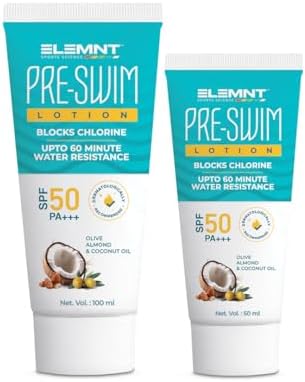 Elemnt Pre Swim Body Lotion for Kids & Adults | Chlorine Protection, Anti-tan Body Lotion, Protection from Sea Water Impurities & Pool Chemicals | Upto 60 mins of Water Resistance | 150 ML (Pack of 2)