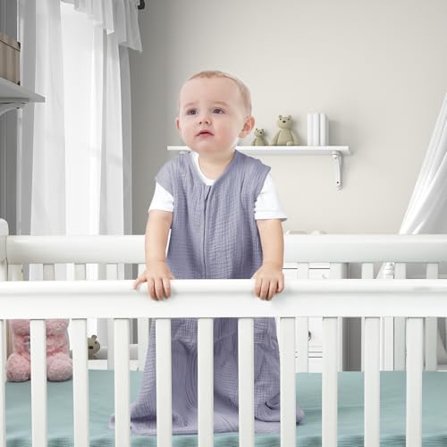 Image of BSTOPPT 2 Pack Baby Sleep Sack 0-24 Months Baby Sleeping Bag 2-Way Zipper Toddler Wearable Blankets (Gray&Green TOG 0.3, Large)