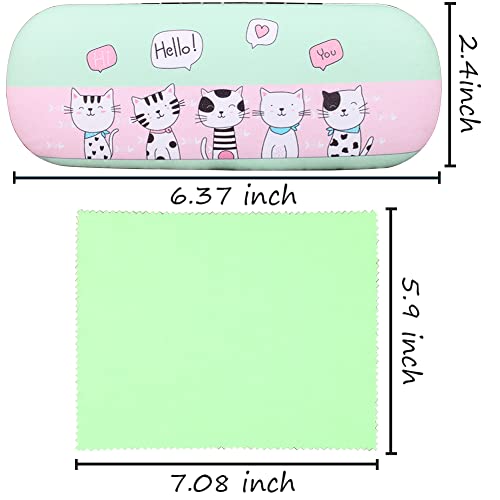 Image of ADBGV Cute Stylish Hard Shell Eyeglasses Cases Protective Case Storage Box With Glasses Cloth Eyeglass Strap for Girl Teen