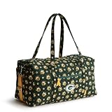 Vera Bradley Women's Cotton NFL Large Travel Duffel Bag (Multiple Teams Available), Dk Green/Yellow Bandana with Green Bay Packers, One Size