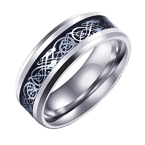 Image of HIJONES Unisex Carbide Fiber Celtic Dragon Spinner Ring Stainless Steel Wedding Spins Band