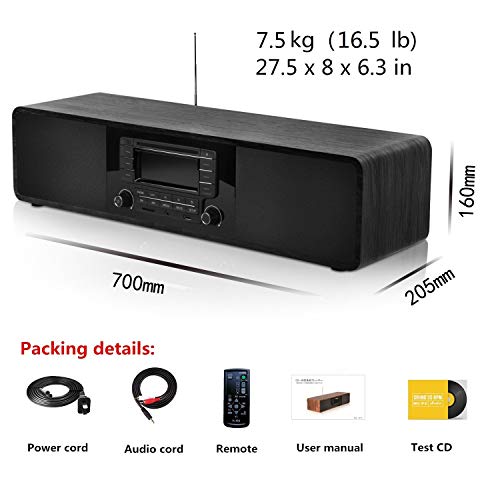 Keiid Compact Cd/Mp3 Player Stereo Wooden Desktop Bluetooth Hi-Fi Speaker Portable Boombox Home Audio Comp. Music Shelf Sys With Fm/Am Radio Digital Tuner Remote Control Usb Sd Aux,Soundbar (Renewed) #TOP6