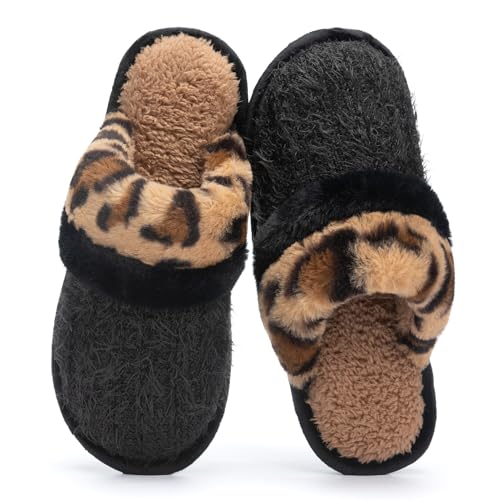 Image of GOEWY Cozy Slippers for Women Indoor and Outdoor Fuzzy House Shoes with Memory Foam Anti-Skid Sole Gifts for Women Mom Ladies