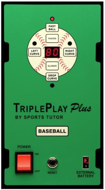 Sports Tutor TriplePlay Plus Baseball Pitching Machine with Battery Pack. AC/DC. Safer and Easier to use on The Baseball Field Without an AC Power Cord.
