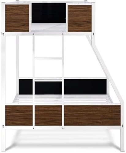 Miniatura 5 de East West Furniture JAFTWHI Jackson - Litera de tamaño matrimonial, dos camas divididas, una escalera con dos escalones y barandillas de protección,