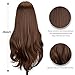 FREE BEAUTY Wig with Bangs for Women Long Brown Wavy Wigs Natural Brown Wigs Natural Looking Heat Resistant Synthetic Wig for Daily Party Use 26 Inch