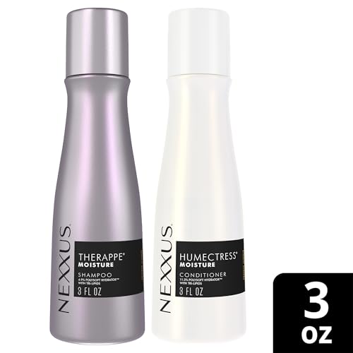 Image of Nexxus Therappe Shampoo & Humectress Conditioner, Travel-Size (6 Sets, 12 Bottles), Elastin Protein & Green Caviar Revive Dry Hair with 24H Moisture, 3 Oz Ea