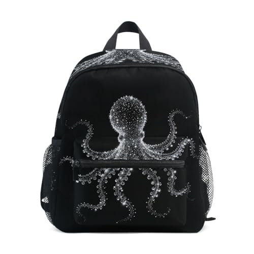 Sac à dos enfants préscolaires noir avec porte-nom pour garçon et fille