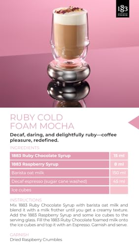 Image of 1883 Raspberry Syrup for Drinks, Made in France, 1 Liter Plastic Bottle