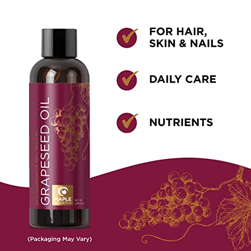 Pure Grapeseed Oil For Skin Care - Cold Pressed Grape Seed Oil Liquid For Skin With Moisturizing Carrier Oil For Essential Oils Mixing - Natural Vitamin E Anti Aging Body Oil For Dry Skin And Hair #TOP2