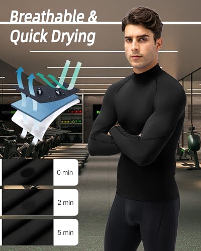 Men's Compression Shirt Long Sleeve Cool Dry Workout Athletic Base Layer Undershirts for Running Basketball Cycling3