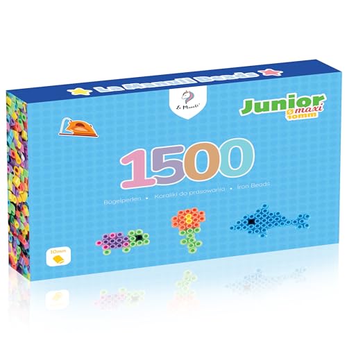 La Manuli Große Bügelperlen 10mm - 1500 Stück XL Steckperlen für Kinder ab 3 Jahren, Nachfüllset Bastelperlen (Pastell farben)