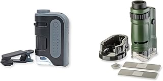 Carson MicroBrite Pro 60x-120x LED Lighted Pocket Microscope with Aspheric Lens System and Smartphone Digiscoping Clip (MM-350) & MicroBrite 20x-40x Zoom LED Lighted Pocket Microscope (MM-24)
