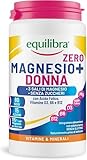 Equilibra, Magnesio Donna Zero Zuccheri, 200g in Polvere, 3 Sali di Magnesio, Bisglicinato, Pidolato, Carbonato, con Acido Folico, Vitamina D3, B6, B12, Solubilità Istantanea, Sapore Agrumato