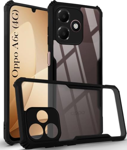 Image of Jkobi Hybrid Back Cover Case for Oppo A6c 4G (Shockproof with Polycarbonate Clear Panel | Professional Black)