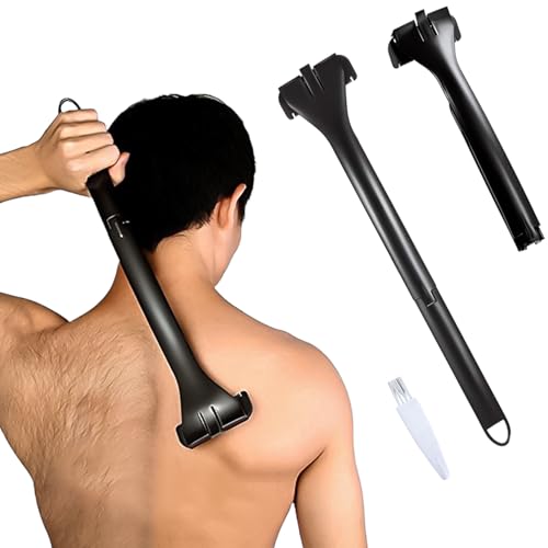 SBERAY Back Shaver for Men, Manual Hair Removal Tool with Extra Long Handle, Mens Back Shaver Foldable Body Groomer, Safe & Painless Back Razor for Hard-to-Reach Areas, Ideal for Men Dad Husband