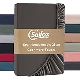 Soifox Spannbettlaken 90x200cm Winter - Anthrazit Jersy Thermo Fleece Bettlaken 100x200 wie Biber, Kuschelig Flauschig Cashmere Touch Bettlaken für Boxspringbett Topper Matratze mit Gummizug