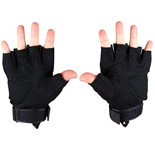 ZaySoo Black Cycling Gloves with Leather Knuckles - Image 3