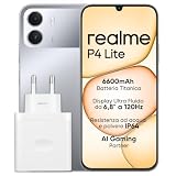 realme P4 Lite Smartphone, 4+128 GB, Batteria Titan 6600mAh, Display 6.8" 120Hz, Fino a 12GB RAM Dinamica, Protezione ArmorShell,Lunga autonomia Ricarica rapida Telefono, Grey