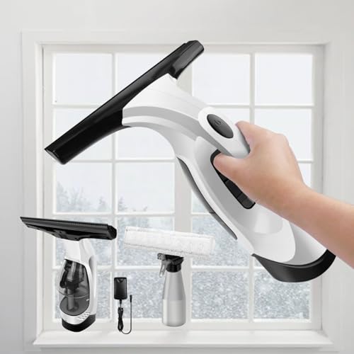 VickyHome Window Cleaner, Cordless Window Vac Window Vacuum Cleaner, Ipx4 Waterproof Electric Window Cleaner with 2200mAh Rechargeable Battery for Cleaning Window Mirrors
