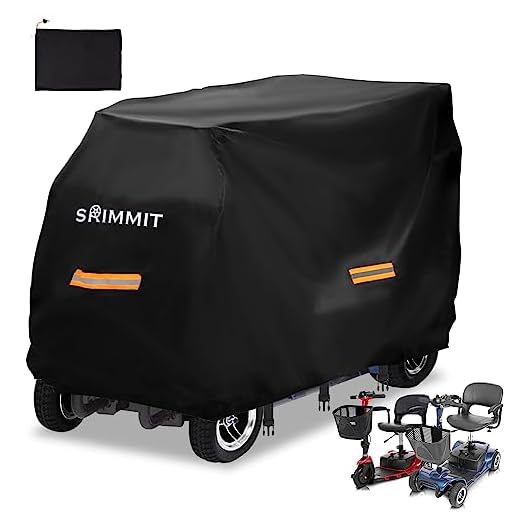 Srimmit Mobility Scooter Covers For Outside Storage,Heavy Duty 420D Oxford Fabric Electric Rain Cover Waterproof Outdoor, And Reflective Strips,3 Buckles Large Bag,Xl?57 X 27 39 ?