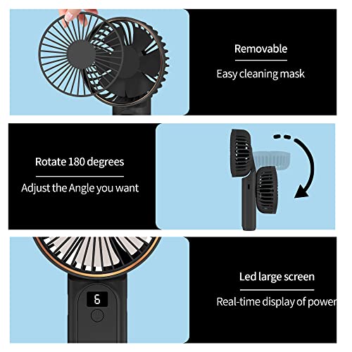 Hssio Portable Handheld Fan, Mini Desk Fan, Neck Fan 180° Foldable, 6 Speeds, Lcd Display, Ultra Quite, Up To 16H Long Use Time, 4000Mah Battery Operated Small Hand Held Fan For Outdoor Indoor #TOP4