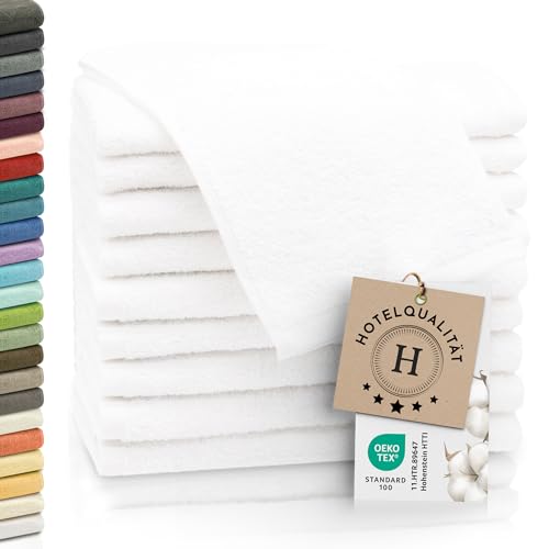 ZOLLNER 10er Set Gästehandtücher - weiche und saugstarke Handtücher - waschbar bis 95°C - Baumwolle - 30x50 cm in weiß