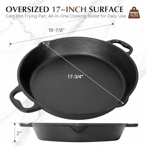 BUCABUCA Pre-Seasoned Cast iron Skillet,Frying Pan,Chef's Pan,Large Skillet,Cast Iron Camping Pan (17 inch) by BUCABUCA - Used condition - Image 2