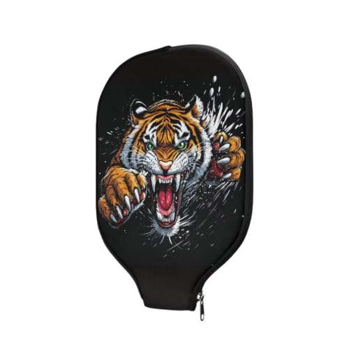 YUVAMAGIMO Tiger Pickleball Paddle Cover 1 Pieces Pickle Ball Case Portable Pickleball Racket Carry Sleeve with Zipper Protect Your Paddle Universal Paddle Storage Bag Pickleball Paddle Covers