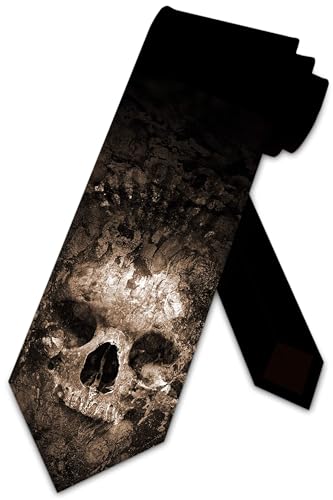 Three Rooker Skull Ties Mens Halloween Fossil Skeleton Necktie