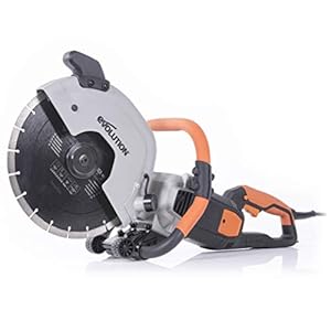 Evolution Power Tools Evolution R300DCT 300 mm Concrete Saw - 2400 W Motor, No Gas, Incl Diamond Masonry Blade, 230V, Domestic Use, Orange, 115 mm Cut