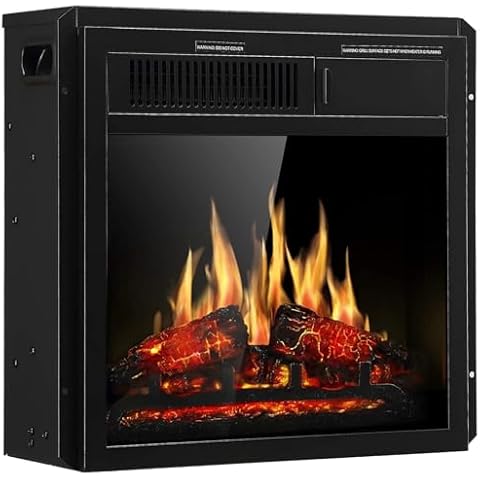Crzoe Electric Fireplace Mantel Wooden Surround Firebox, Remote Control & Realistic 3D Dancing Flame LED Effect, Stand with Freestanding Electric Fireplace, Wooden Electric Fireplace for Indoor Use Cover