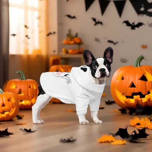 NACOCO Halloween Ghost Dog Costume - Pet Christmas New Year Hoodie Warm Party Coat Outfit for Small and Medium Cat Dog Clothes(White Ghost,L) - image 5
