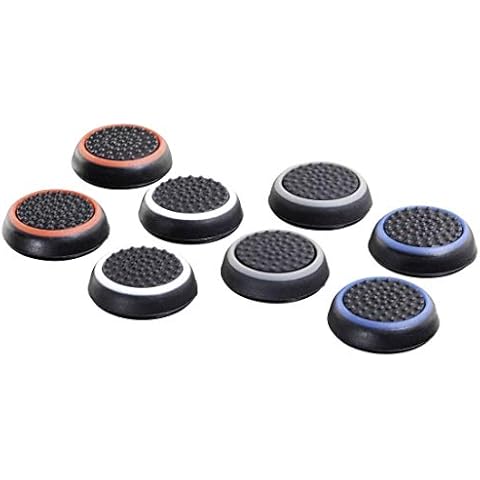 Hama „8in1“-Set Control-Stick Aufsätze für Nintendo Switch Pro Controller (Thumb-Stick Caps für besseren Grip, in 4 Farben) Analog-Stick Schutz-Kappen schwarz-weiß/-blau/-rot/-grau Cover