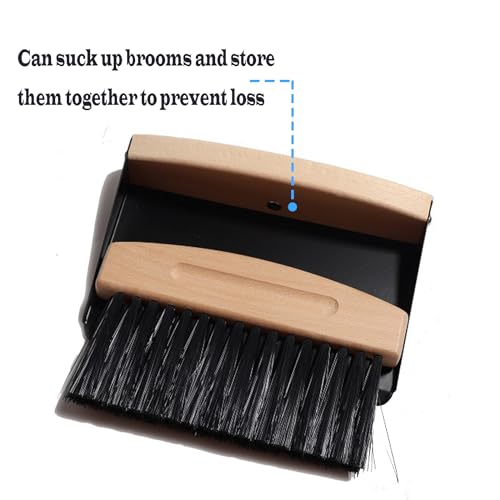 BSMstone Mini Broom and Dustpan Set Small Metal Dustpan and Brush Set Hand Whisk Broom for Home Office Desktop Sofa Pet Care Household Cleaning (sisal Hemp bristles, White)