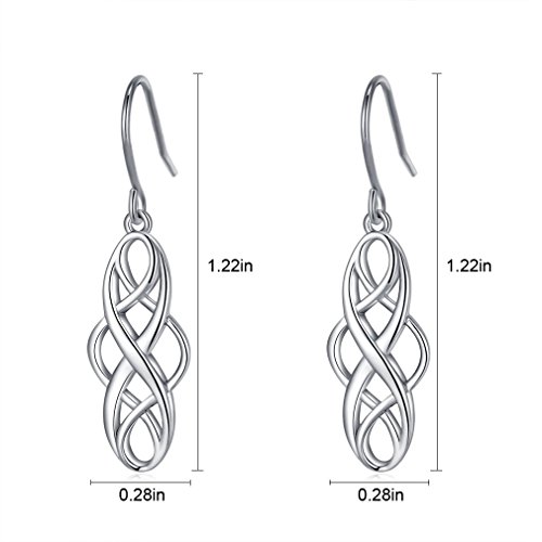 Laimala 925 Silver Earrings Celtic Knot Dangle Earrings Necklace Good Luck Polished Irish Jewelry Sets For Women Girls Christmas Gifts For Women #TOP3