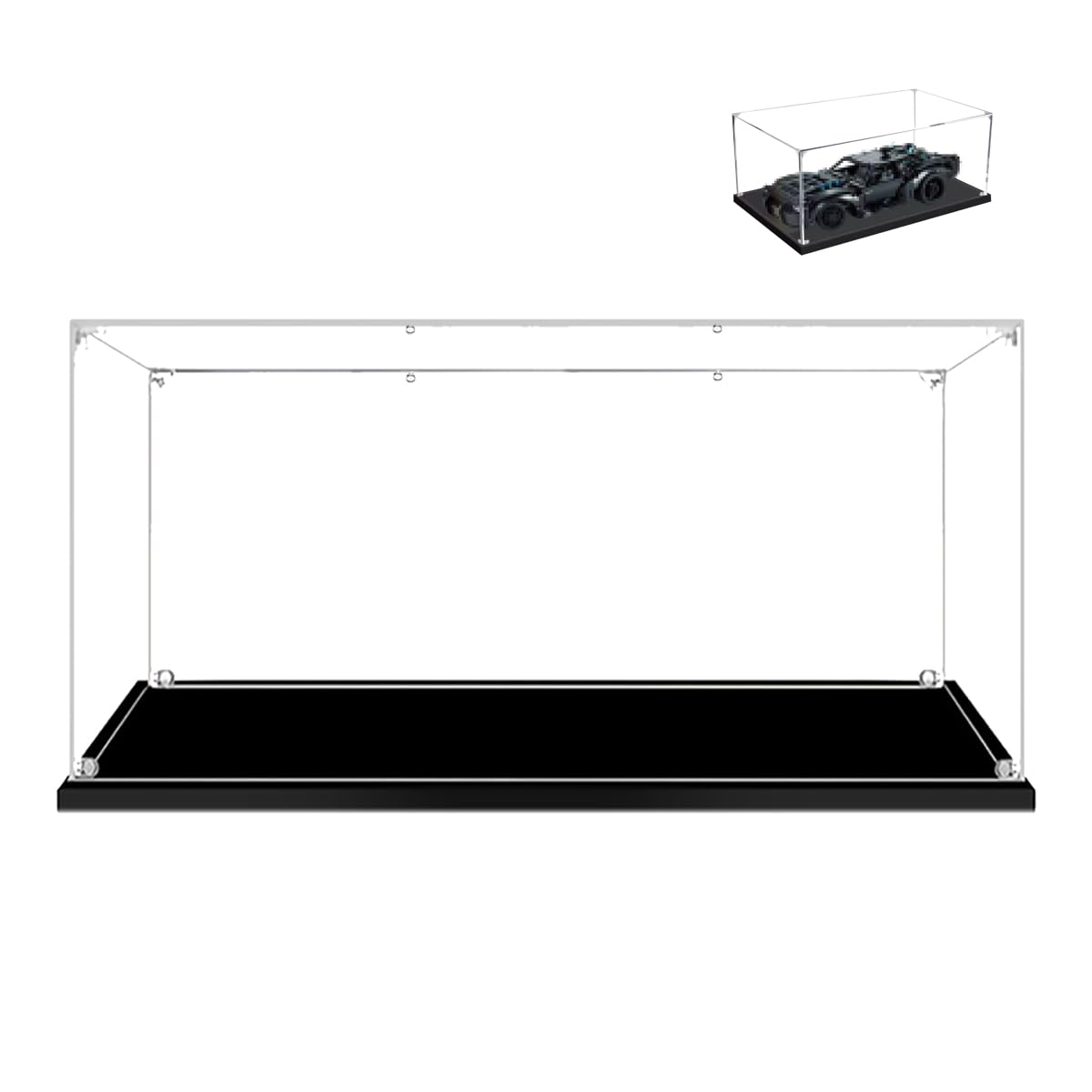Teca Vetrina Espositiva per Lego Batman-Batmobile 42127 Modello‌ | 50x25x20 cm, 2mm, Antipolvere, da montare, Vetrinetta Acrilico Trasparente per Collezionismo, Modellini, Statue