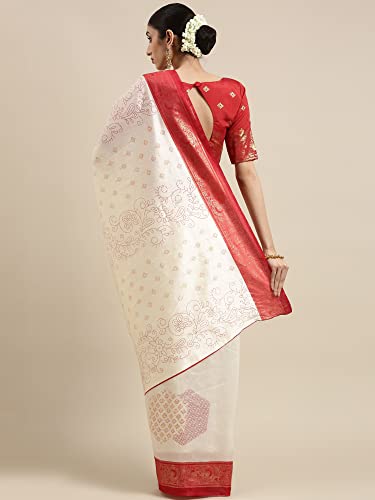 Image of AKHILAM Women's Banarasi Silk Printed Saree With Unstitched Blouse Piece (F013PJ139 Parent)