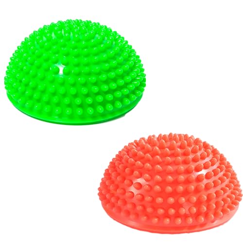 Qiwenr 2 Palla di Riccio, Palla da Massaggio Chiodata, Palla da Massaggio Hedgehog Ball per e Adulti per Promuovere la Coordinazione e L'equilibrio Nell'allenamento Fisico (Verde+Arancione)