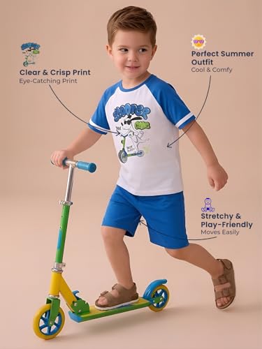 Image of POLKA TOTS 100% Pure Cotton T-Shirt and Shorts Combo For Boys | Summer Dress & Beach Wear for Boys and Toddlers | Breathable Premium Fabric Co-Ord Set Kids | Relaxed Fit Casual Summer Outfit for Kids