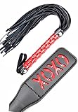 Leather Whip Paddle Horse Set - Horse Black Whip Faux Leather - Black Leather Paddle