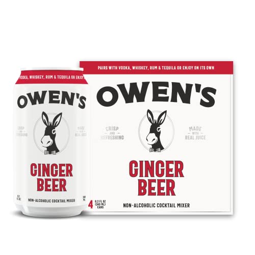 Image of Owen's Premium Non-Alcoholic Sparkling Cocktail and Mocktail Mixer, Drink Mixer for Cocktails, Mocktails, and Party Beverage, 4 Pack of 8.2 fl oz Cans (Ginger Beer)