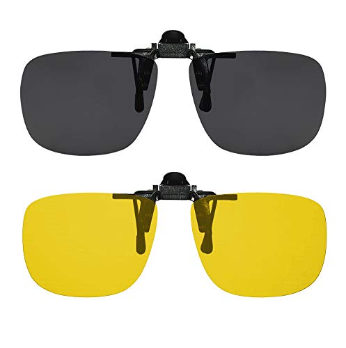 Image of Success Eyewear Clip On Sunglasses Flip Up Polarized Sunglasses Clip onto Eyeglasses Over Prescription Glasses Case Included