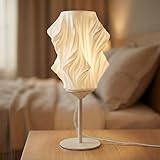 Souxgjey Bedside Lamp for Bedroom,3 Way Dimmable Touch Table Lamp with 6W LED Light Strip,Modern Nightstand Lamp with 3D Printed PVC Lampshade for Living Room,Office,Dorm Room