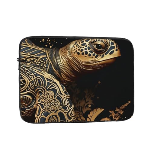 Funda para portátil con patrón tortuga marina negro y dorado 15 pulgadas miniatura 1