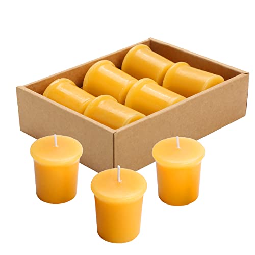 Ljqizn 6Pcs Beeswax Votive Candles Pure Handmade Pillar Natural Votives Set For Gift Home Décor Party Wedding Spa #TOP5
