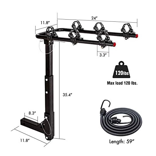 AA Products 3 Bike Rack Platform Hitch Mount Rack Foldable Bicycle Rack for Cars, Trucks, SUV's and Minivans, Fits 2'' Hitch Receiver - Image 3