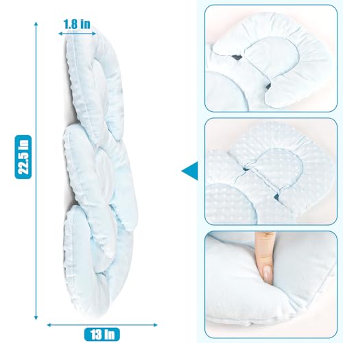 Image of GFU Infant Car Seat Insert Head and Body Support, Reversible Newborn Insert for Carseat with Strap Pads, Soft Stroller Cushion Pillow Insert for Boys and Girls, Fits for Stroller, Swing, Lightblue