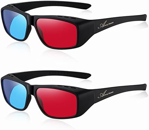 AoHeng Anaglyph 3D Glasses Red Blue 3D Glasses Movie Game Red/Cyan Large Frame 3D Glasses 2PCS